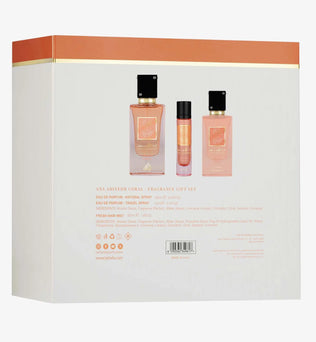 Ana Abiyedh Coral Gift Set including 60ml Eau De Parfum, Travel Spray – 12ml, Fresh Hair Mist 50ml watermelon peach orange coconut white florals vanilla musk