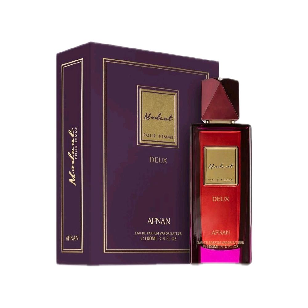 Modest Deux Afnan 100ml Eau de Parfum Raspberry rose cassis peony jasmine patchouli musk cedar feminine perfume