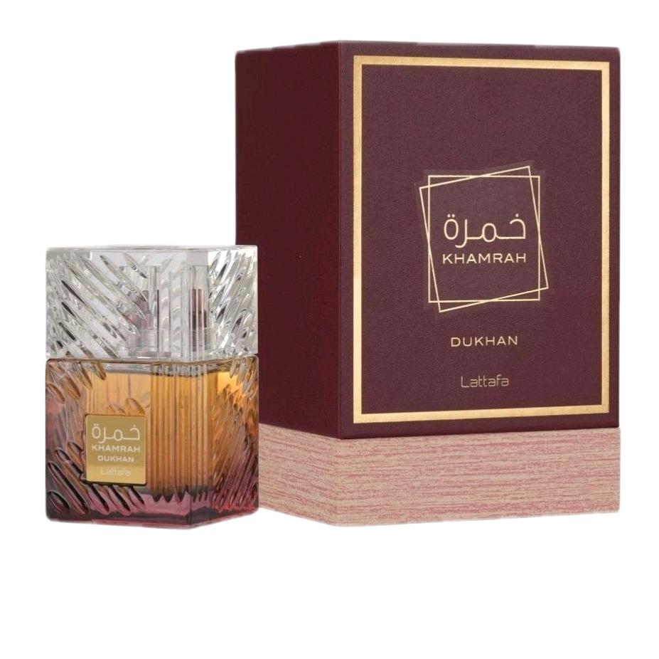 Khamrah Dukhan 100ml Eau de Parfum pimento mandarin smoked spices orange flower patchouli vanilla praline amber tonka unisex perfume