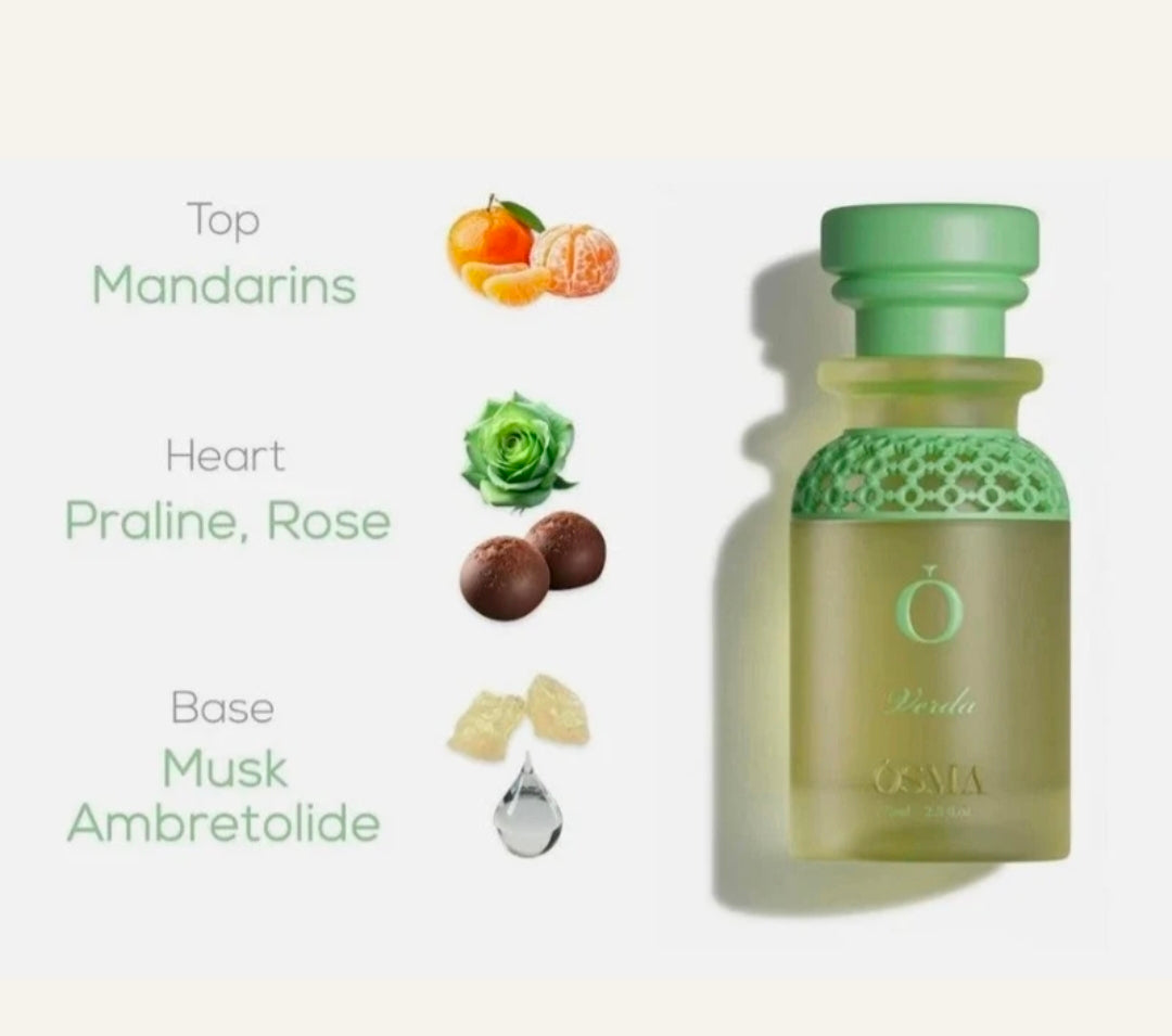 Osma Verda 75ml Eau de Parfum Mandarin Rose Praline Musk