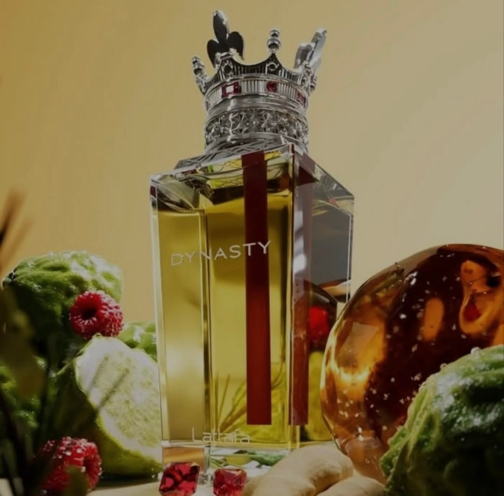 Dynasty 100ml Eau de Parfum citrus aromatic raspberry roiboos tea amberwood cedar cashmeran suede perfume