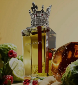 Dynasty 100ml Eau de Parfum citrus aromatic raspberry roiboos tea amberwood cedar cashmeran suede perfume