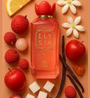Lychee Fizz Elysia 100ml Eau de Parfum Lychee apple lemon blackcurrent violet rose Jasmine sugar vanilla musk amber sandlewood