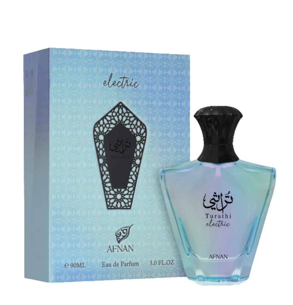 Afnan Turathi Electric 90ml Eau de Parfum citrus fruity apple pear cedarwood orange blossom Musk vanilla amber ambroxan