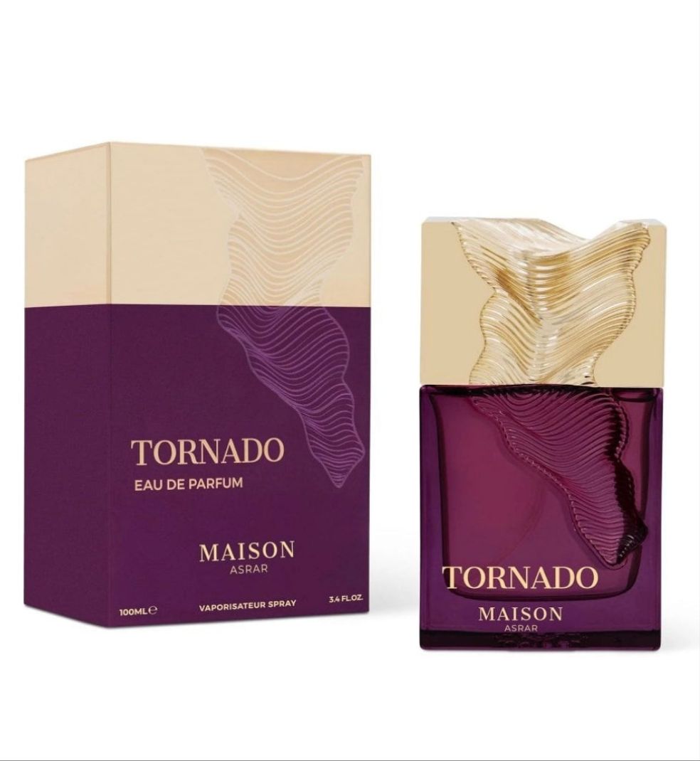 Tornado Maison Asrar 100ml Eau de Parfum Peach, Lychee, Davana, Saffron Cashmere, Incense, Osmanthus Tonka, Musk, Vanilla, Cedarwood