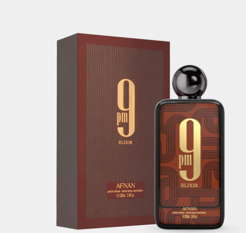 Afnan 9pm Elixir 100ml Parfum Intense oriental spicy cardamom nutmeg leather lavandin vanilla patchouli perfume