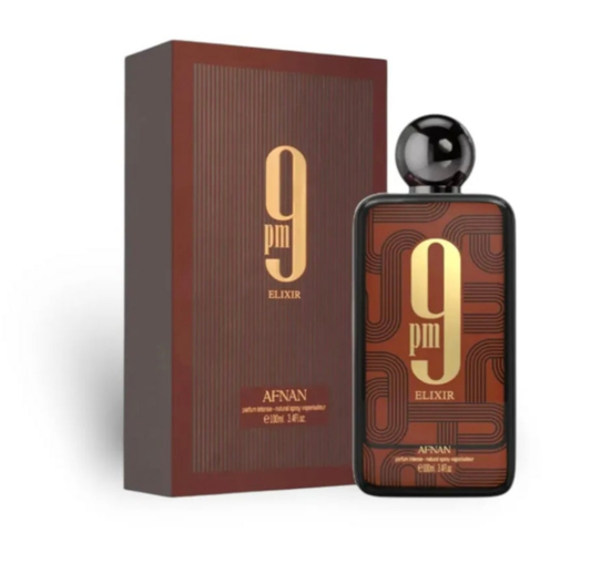 Afnan 9pm Elixir 100ml Parfum Intense oriental spicy cardamom nutmeg leather lavandin vanilla patchouli perfume