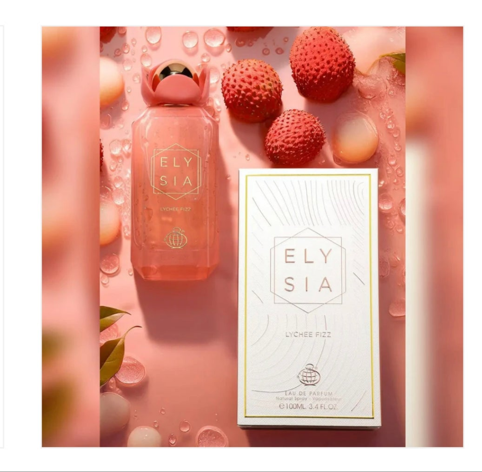 Lychee Fizz Elysia 100ml Eau de Parfum Lychee apple lemon blackcurrent violet rose Jasmine sugar vanilla musk amber sandlewood