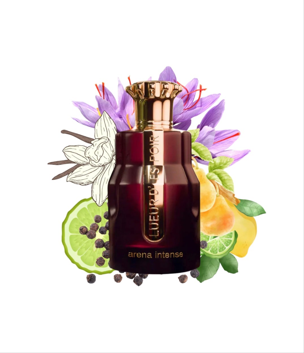 LUEUR D’ESPOIR Arena Intense 100ml Eau de Parfum Bergamot saffron pepper Pear elemi rose amber musk sandlewood vanilla patchouli