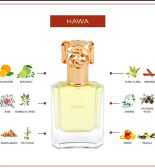 Hawa 50ml Extrait de Parfum White floral orange blossom jasmine rose citrus bergamot plum amber vanilla cardamom cashmere perfume fragrance