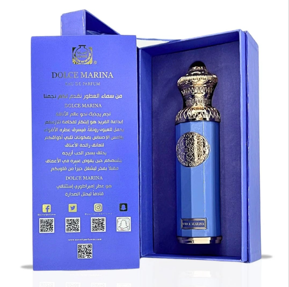 Dolce Marina by Surrati 140ml Eau de Parfum Bergamot lemon mandarin orange blossom jasmine water lily musk cedar amber