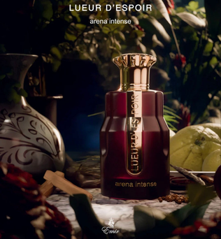 LUEUR D’ESPOIR Arena Intense 100ml Eau de Parfum Bergamot saffron pepper Pear elemi rose amber musk sandlewood vanilla patchouli