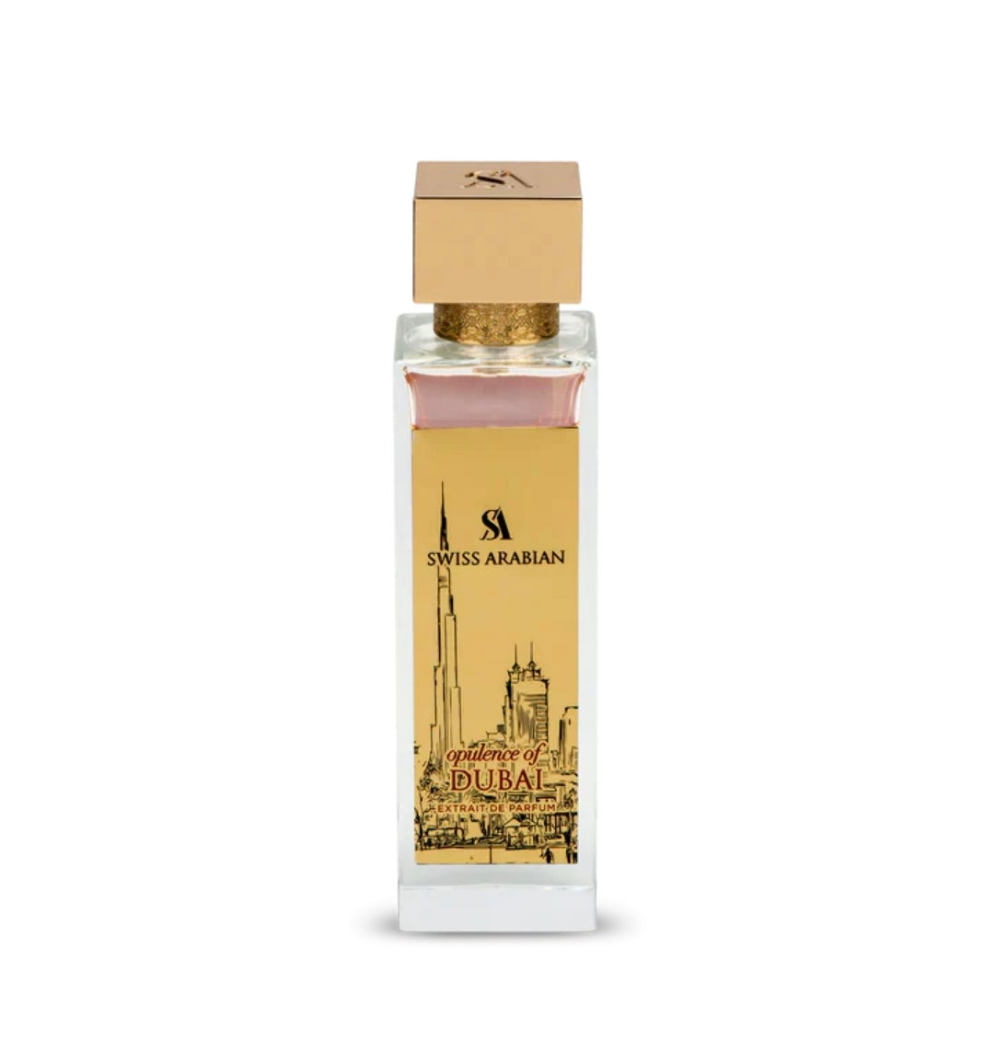 Opulence of Dubai 100ml Extrait de Parfum Spicy Gourmand Woody Bergamot ginger rose pink pepper chocolate cedar vanilla incense