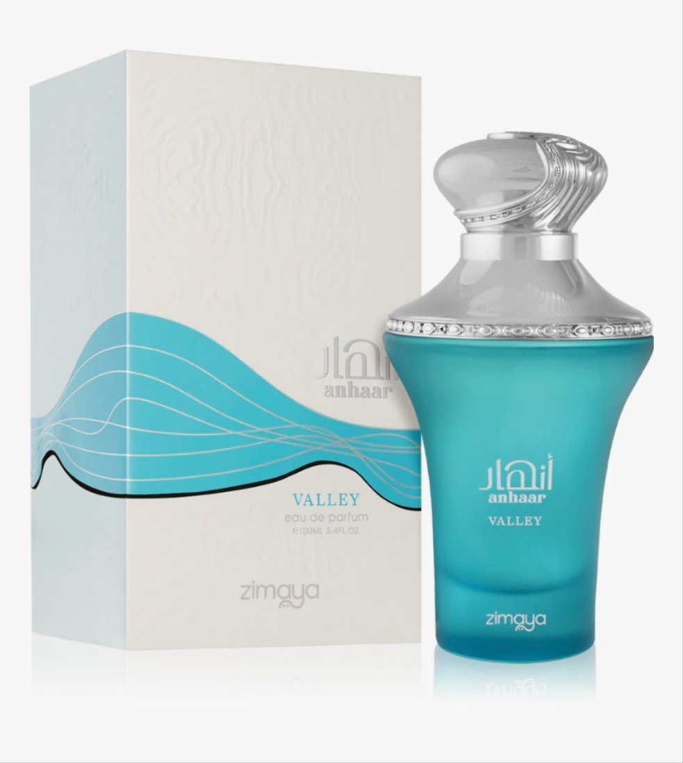 Anhaar Valley by Zimaya 100ml Eau de Parfum ozonic fresh aquatic fruity melon apple peach rose ambergris musk perfume
