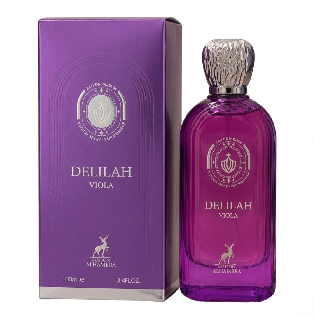 Delilah Viola by Maison Alhambra 100Ml Eau de Parfum Fruity Floral  Bergamot Mandarin Peach Lavinder Violet Sandlewood Musk Vanilla.