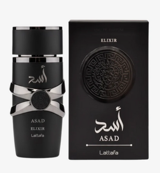Lattafa Asad Elixir 100ml Eau de Parfum pink pepper saffron grapefruit tobac cedarwood vanilla patchouli cashmeran amber