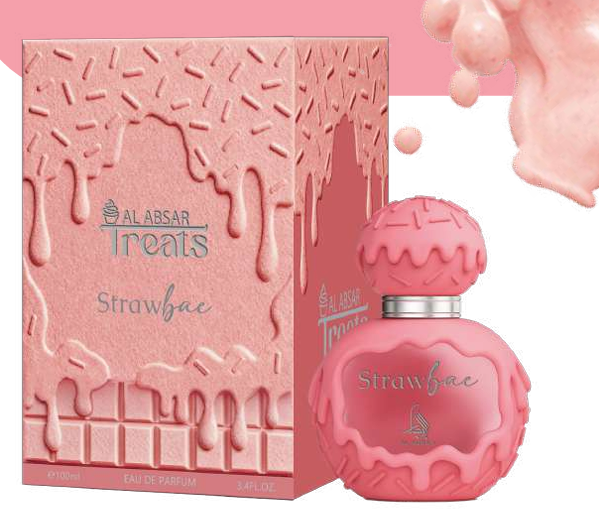 Al Absar Treats Strawbae 100ml Eau de Parfum strawberry pineapple apple floral cream vanilla musk powdery gourmand