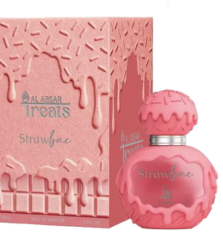 Al Absar Treats Strawbae 100ml Eau de Parfum strawberry pineapple apple floral cream vanilla musk powdery gourmand
