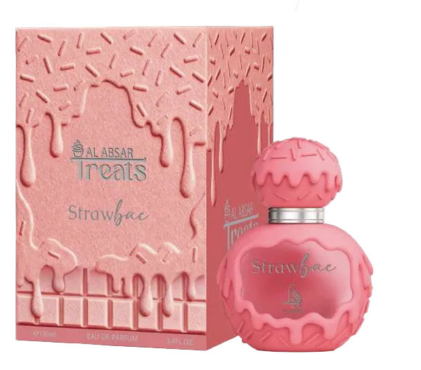 Al Absar Treats Strawbae 100ml Eau de Parfum strawberry pineapple apple floral cream vanilla musk powdery gourmand