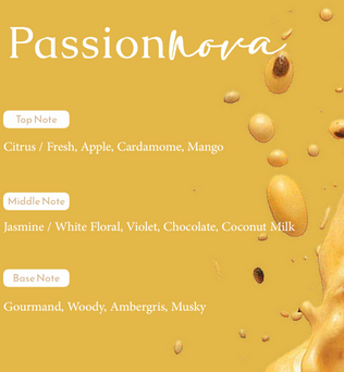 Al Absar Treats Passionnova 100ml Eau de Parfum citrus apple cardamom mango jasmine violet chocolate coconut milk gourmand ambergris musk
