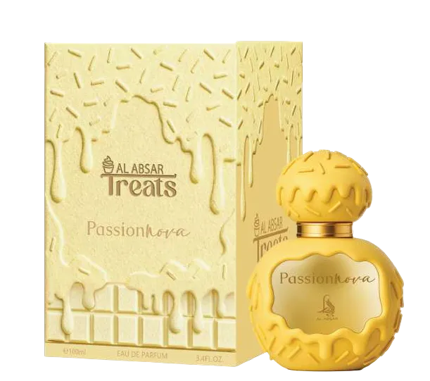 Al Absar Treats Passionnova 100ml Eau de Parfum citrus apple cardamom mango jasmine violet chocolate coconut milk gourmand ambergris musk