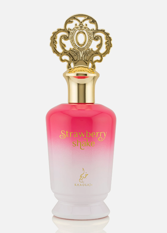 Khadlaj Strawberry Shake 100ml Eau de Parfum strawberry mandarin pink pepper milk jasmine rose almond cream musk vanilla sandlewood amber