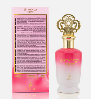 Khadlaj Strawberry Shake 100ml Eau de Parfum strawberry mandarin pink pepper milk jasmine rose almond cream musk vanilla sandlewood amber