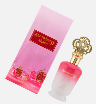 Khadlaj Strawberry Shake 100ml Eau de Parfum strawberry mandarin pink pepper milk jasmine rose almond cream musk vanilla sandlewood amber