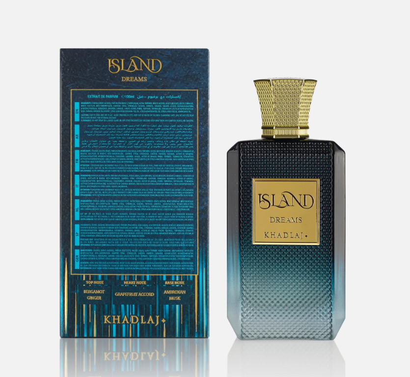 Khadlaj Island Dreams 100ml Extrait de Parfum bergamot ginger grapefruit ambroxan musk