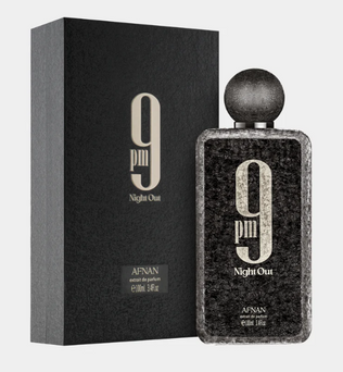 Afnan 9pm Night Out 100ml Extrait de Parfum dragon fruit cognac lavender apple cardamom mahonial suede toffee tonka woody notes