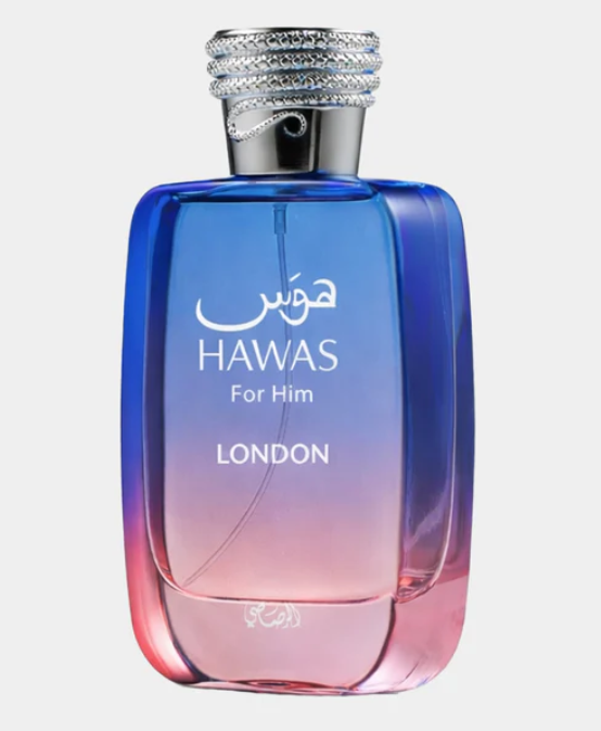 Rasasi Hawas London 100ml Eau de Parfum Pink Pepper Saffron Rose Ylang Ylang vanilla musk patchouli