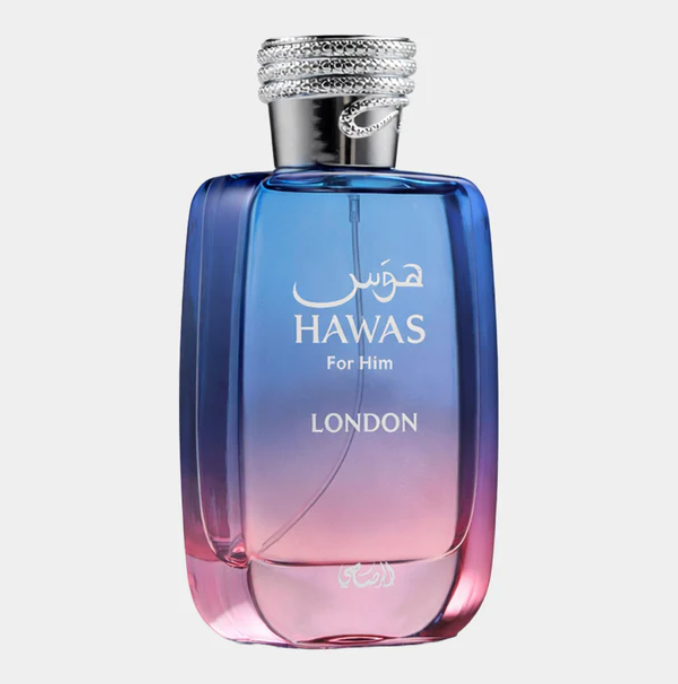 Rasasi Hawas London 100ml Eau de Parfum Pink Pepper Saffron Rose Ylang Ylang vanilla musk patchouli