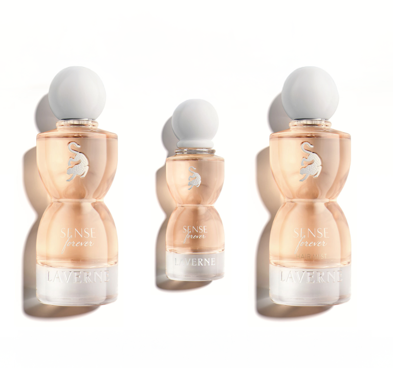 Sense Forever gift set by Laverne - 75ml Eau de Parfum, 75ml Hair Mist, 10ml travel spray fruity floral vanilla ambry gourmand with musk