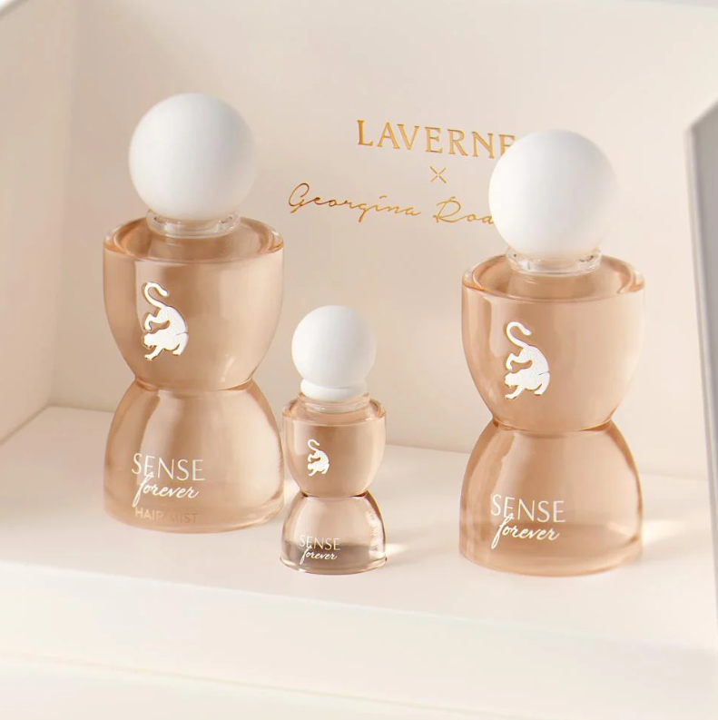 Sense Forever gift set by Laverne - 75ml Eau de Parfum, 75ml Hair Mist, 10ml travel spray fruity floral vanilla ambry gourmand with musk