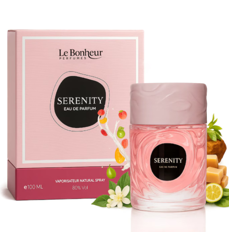 Serenity 100ml Eau de Parfum citrus fruity notes patchouli jasmine ylang ylang vanilla amber caramel