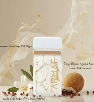 Perle D'or 75ml Eau de Parfum solar fragrance with pink pepper clarysage orange blossom coconut milk caramel aquatic note vanilla patchouli and amber
