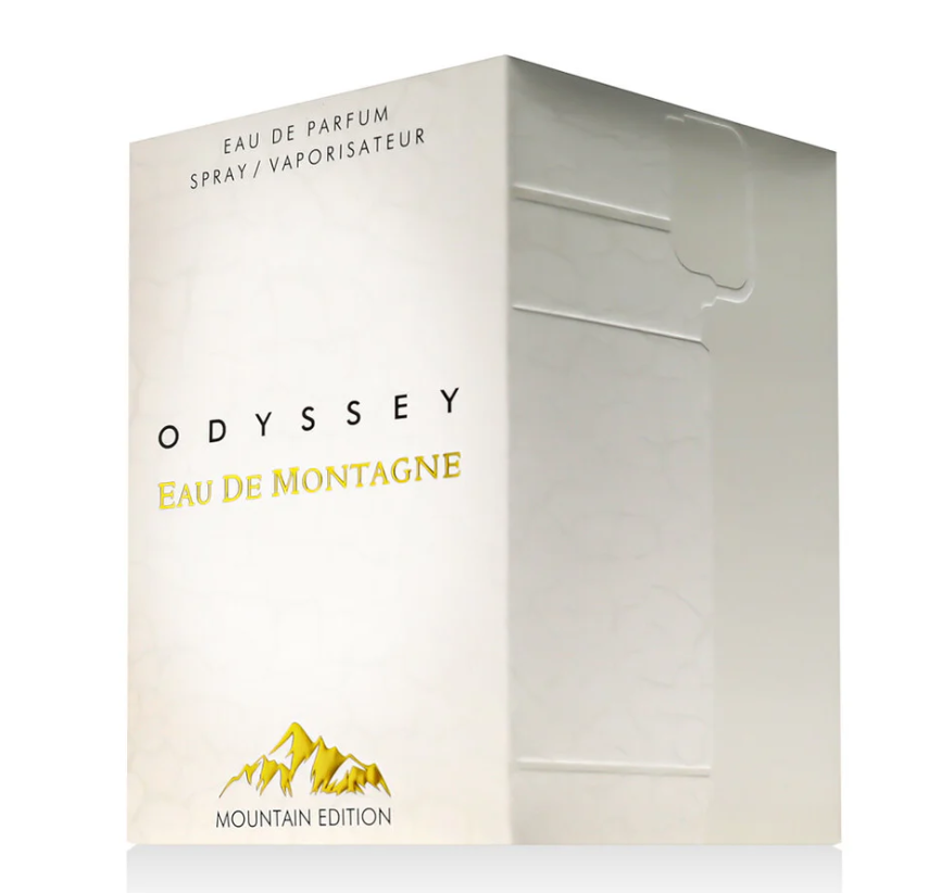 Odyssey Eau de Montagne Mountain Edition 100ml Eau de Parfum almond spices milky notes white florals vanilla cacao sandlewood musk