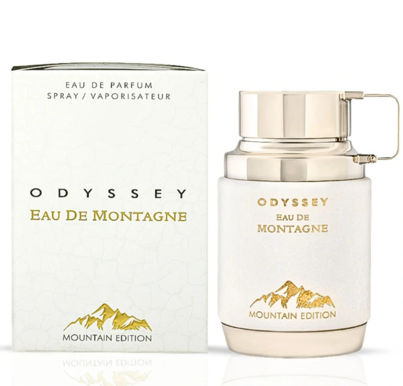 Odyssey Eau de Montagne Mountain Edition 100ml Eau de Parfum almond spices milky notes white florals vanilla cacao sandlewood musk