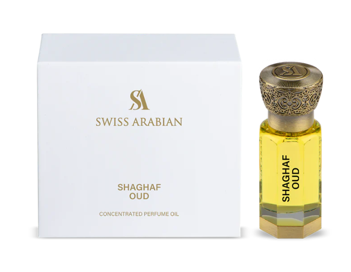 Shaghaf Oud 12ml concentrated perfume oil gourmand vanilla oud with saffron praline and rose