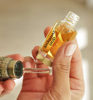 Shaghaf Oud 12ml concentrated perfume oil gourmand vanilla oud with saffron praline and rose