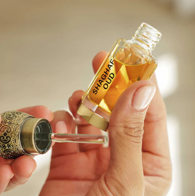 Shaghaf Oud 12ml concentrated perfume oil gourmand vanilla oud with saffron praline and rose