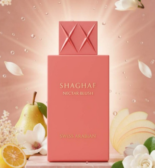 Shaghaf Nectar Blush 75ml Eau de Parfum pear yuzu apple neroli elderflower gardenia magnolia orange blossom vanilla tonka peru balsam