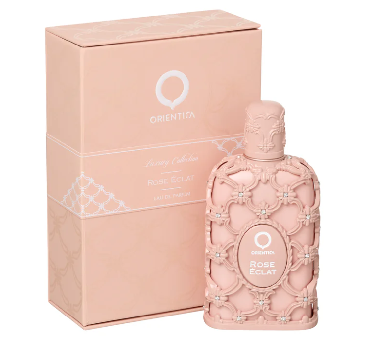 Rose Éclat by Orientica Luxury Collection 80ml Eau de Parfum bergamot peach blossom grapefruit rose peony violet musk benzoin amber