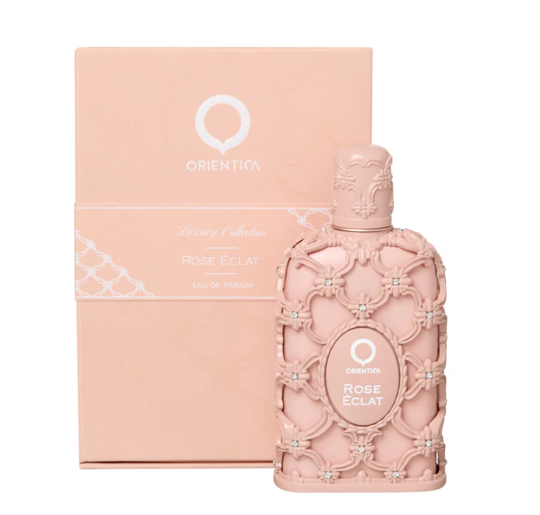 Rose Éclat by Orientica Luxury Collection 80ml Eau de Parfum bergamot peach blossom grapefruit rose peony violet musk benzoin amber