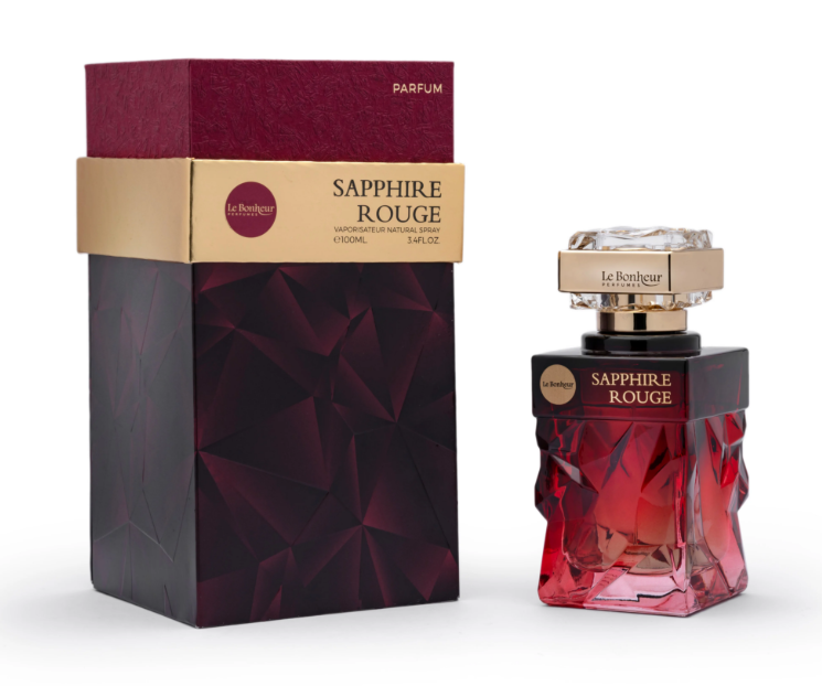 Sapphire Rouge by Le Bonheur 100ml Eau de Parfum saffron passionfruit rose leather patchouli oud amber vanilla
