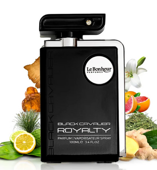 Black Cavalier Royalty by Le Bonheur 100ml Eau de Parfum bergamot lavender leather patchouli ginger amber vetiver