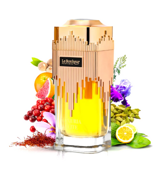 Luxuria Elite by Le Bonheur 100ml Eau de Parfum citrus nutmeg pink pepper cardamom saffron orris leather aromatic