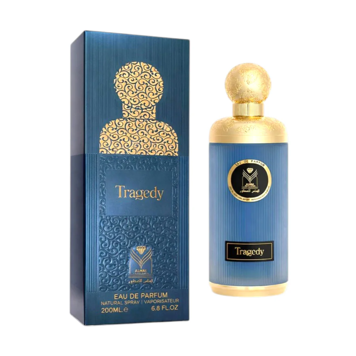 Tragedy by Almas 200ml Eau de Parfum bergamot black pepper lavender cinnamon patchouli geranium oud amber leather