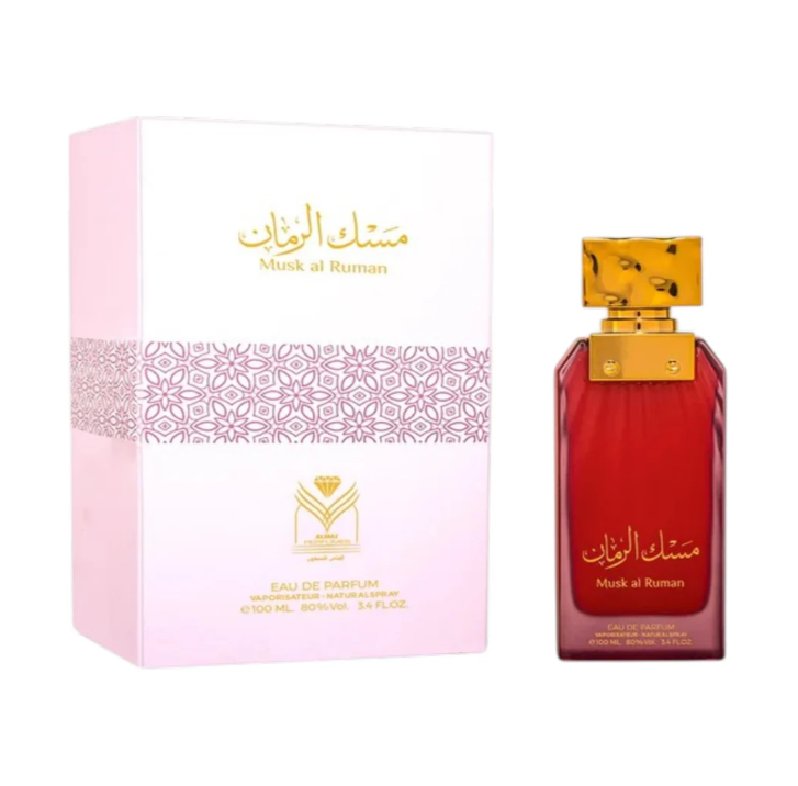 Musk Al Ruman 100ml Eau De Parfum by Almas fruity peach blackberry orange gooseberry freesia jasmine lily rose orchid amber cashmere patchouli sandlewood tonka