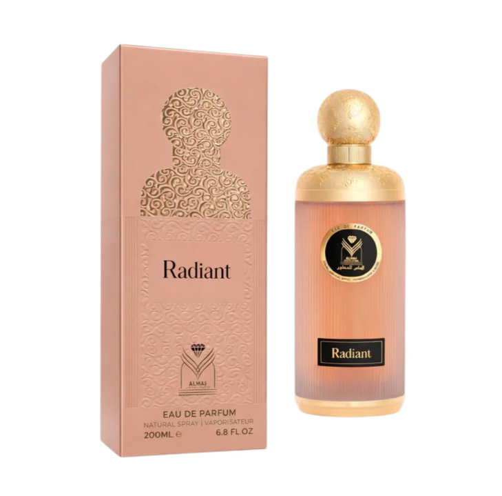 Radiant by Almas 200ml Eau De Parfum pineapple mandarin red fruit freesia jasmine amber hinoki cedarwood